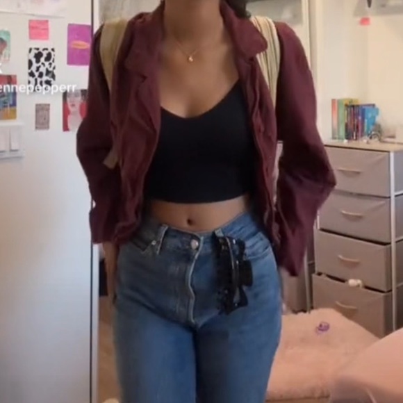 Men’s burgundy/maroon red button up top - Picture 3 of 3